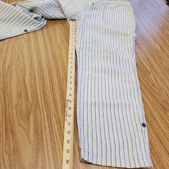 Natural Reflections Ivory Blue Stripe Linen Straight Leg Pants Size L - Picture 5 of 10